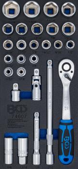 BGS Werkstattwageneinlage 1/3: Steckschlüssel-Satz Zollgrößen 12,5 mm (1/2") 27-tlg. 74607